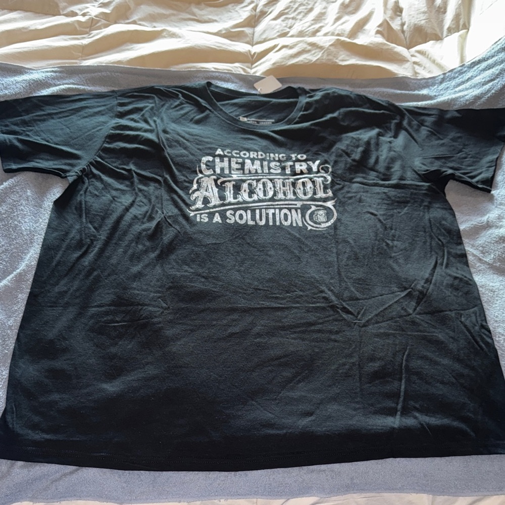 Amazon “According to Chemistry Alcoholic Is A Solution” Black Short Sleeve Tee